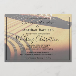 Moderne Musikgitarre Rustikale Hand Hochzeit Einladung