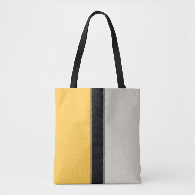 Moderne Mustard Yellow Silver Grau Black Streifen (Vorderseite)
