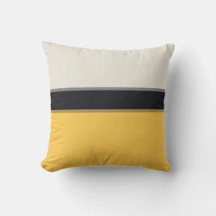 Moderne Mustard Yellow Silver Grau Black Streifen Kissen