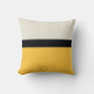 Moderne Mustard Yellow Silver Grau Black Streifen Kissen