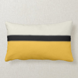 Moderne Mustard Yellow Silver Grau Black Streifen Lendenkissen