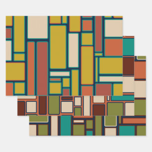 Moderne Muster der Retro Geometric Mittelalter Geschenkpapier Set
