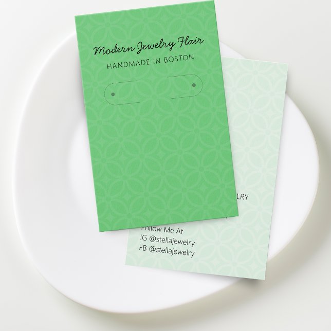 Moderne Muster Grün Reifen Ohrring Display Karte (Modern Pattern Red Hoop Earring Display Card)