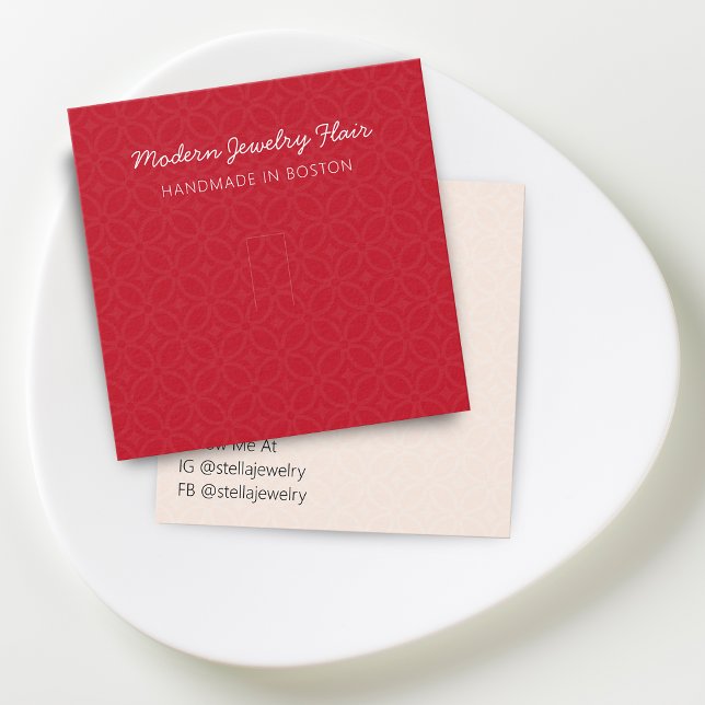 Moderne Muster Helle Lebendige Rote Ring Anzeige K (Modern Pattern Bright Vivid Red Ring Display Card)