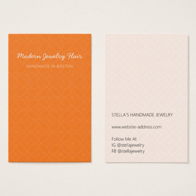 Moderne Muster Helle Orange Ohrring Display Karte (Vorne & Hinten)