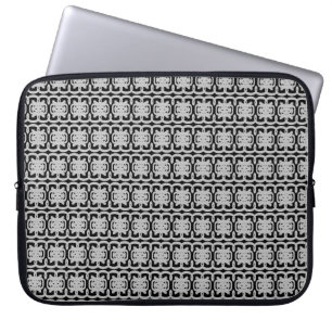Moderne Muster in Schwarz und Silber Grau Laptopschutzhülle