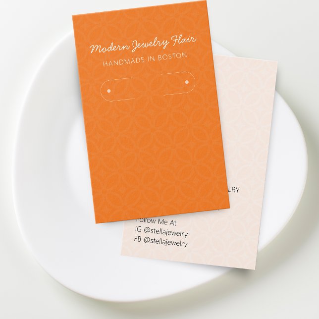 Moderne Muster Orange Kreolen Ohrhänger Display Ka (Modern Pattern Orange Hoop Earring Display Card)