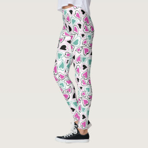 Moderne Muster rosa, grün und schwarz Leggings