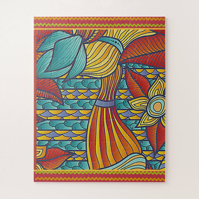 Moderne Muster Rot, Gold, Blues Puzzle (Vertikal)