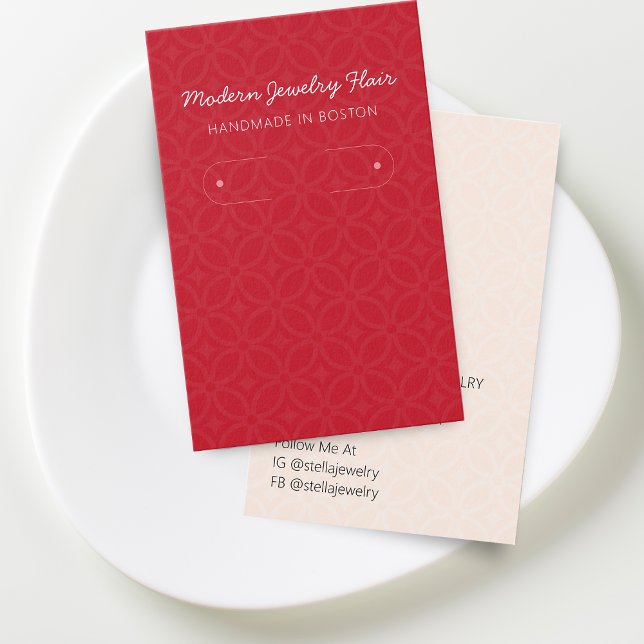 Moderne Muster rote Creolen-Ohrhänger Displaykarte (Modern Pattern Red Hoop Earring Display Card)