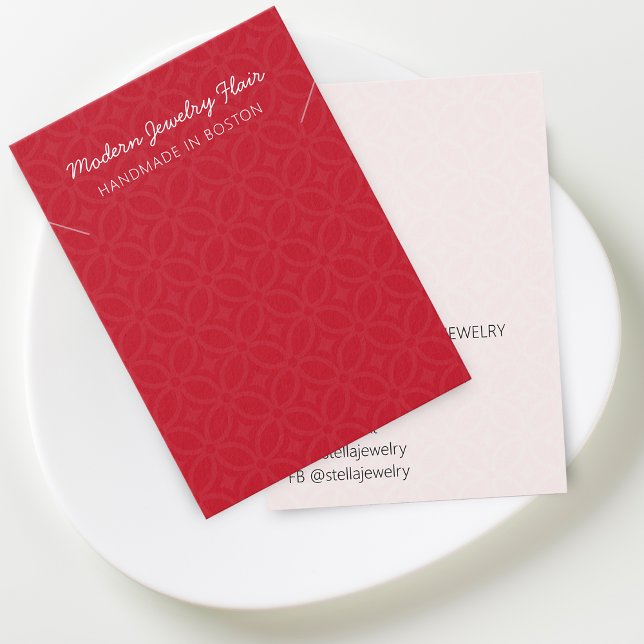 Moderne Musterrote Halskettenanzeigekarte (Modern Pattern Red Necklace Display Card)