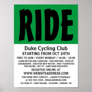Moderne mutige, Cycling Club-Werbung Poster