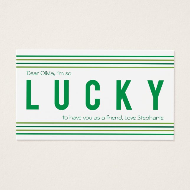 Moderne, mutige grüne Lucky St. Patrick's Day-Gesc (Vorderseite)