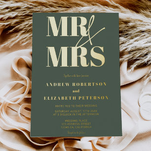 Moderne mutige Hochzeit von Mrs. Scriptgreen Foto Folieneinladung