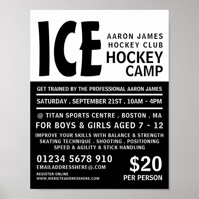 Moderne mutige Hockey Camp-Werbung Poster (Vorne)