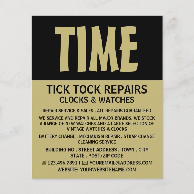 Moderne mutige, horologistische Werbung Flyer (Vorne)