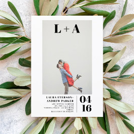 Moderne mutige minimalistische Initialen Foto Hoch Einladung