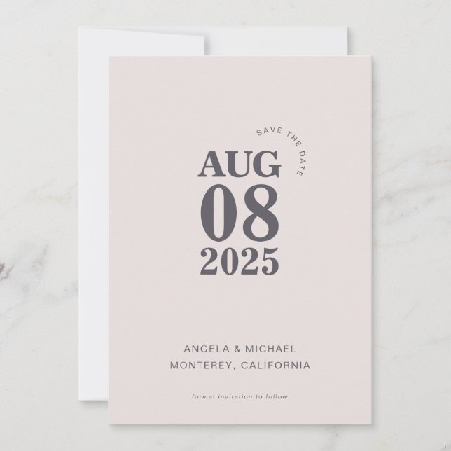 Moderne, mutige Save the Date Hochzeitseinladung Einladung (Vorderseite)