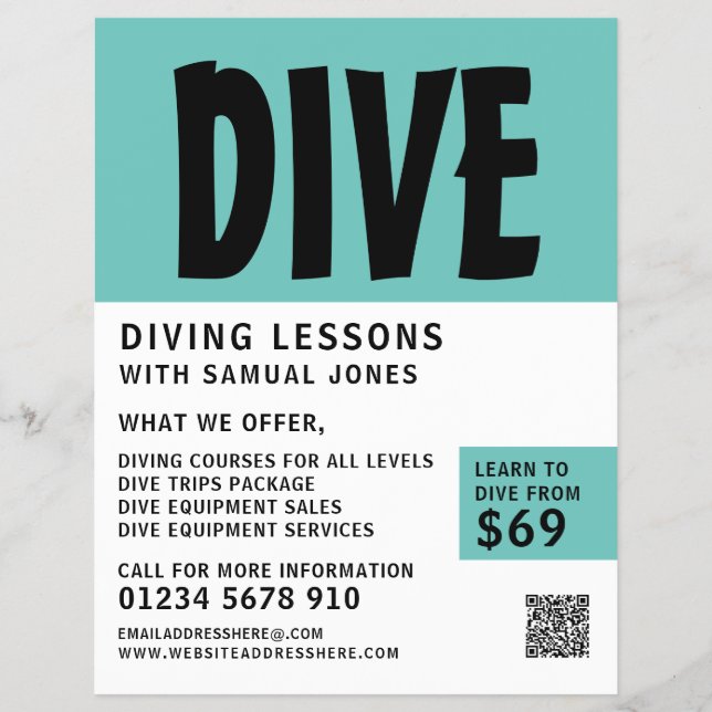Moderne mutige, Scuba Diving Lektion Werbung Flyer (Vorne)