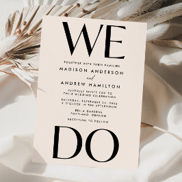 Moderne mutige Typografie Cream We Do Wedding Einladung
