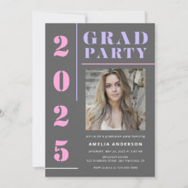 Moderne, mutige Typografie Gray Foto Graduation Pa Einladung