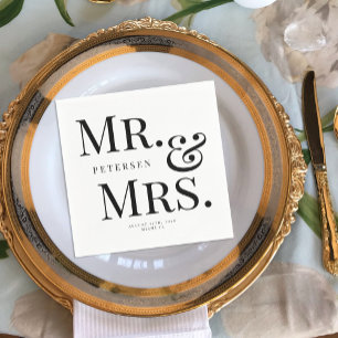 Moderne mutige Typografie Herr und Frau Hochzeit Serviette