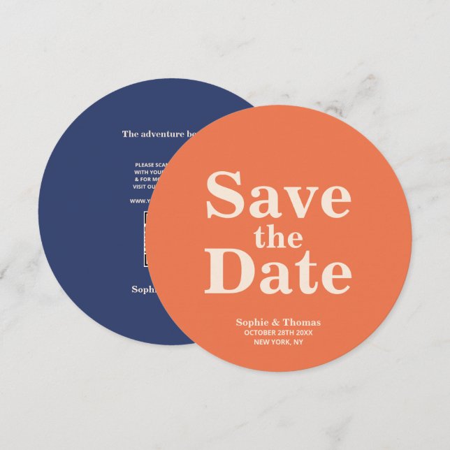 Moderne, mutige Typografie-Hochzeit rettet das Dat Save The Date (Vorne/Hinten)