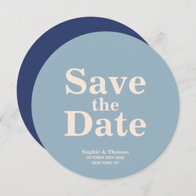 Moderne, mutige Typografie-Hochzeit rettet das Dat Save The Date (Vorne/Hinten)