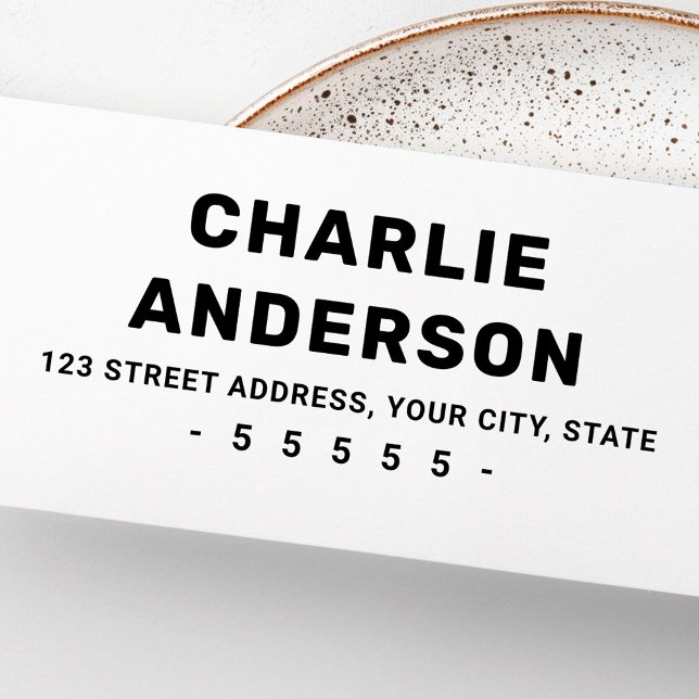 Moderne, mutige Typografie-Rücksendeadresse Gummistempel (Modern bold typography return address rubber stamp)