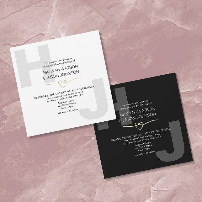 Moderne, mutige Typografie Schwarz-Weiß-Hochzeit Einladung (Von Creator hochgeladen)