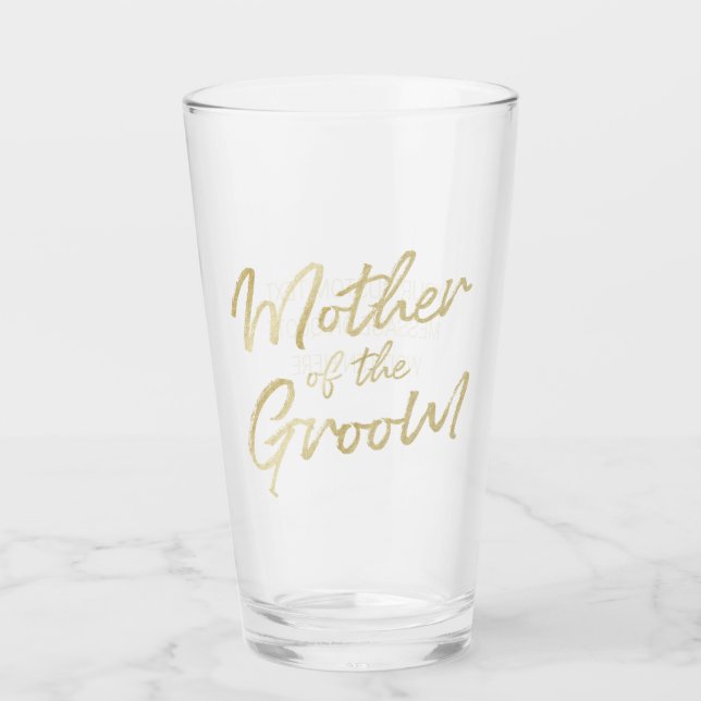 Moderne Mutter der Groom-Gold-Script-Typografie Glas (Vorderseite)