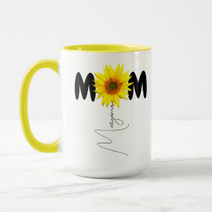 Moderne Mutter Name Sonnenblumen-Tasse Monogra Tasse