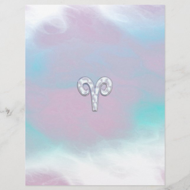 Moderne Mutter Perle Stil Aries Zodiac Symbol (Vorderseite)