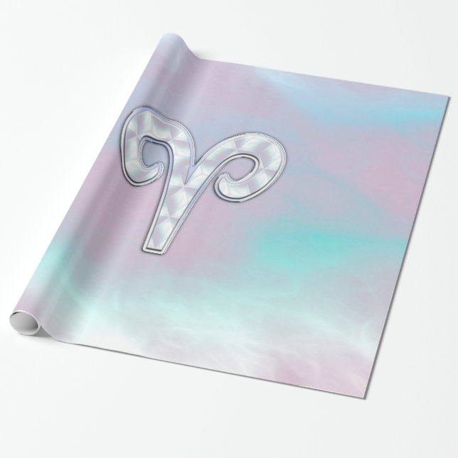 Moderne Mutter Perle Stil Aries Zodiac Symbol Geschenkpapier (Ungerollt)