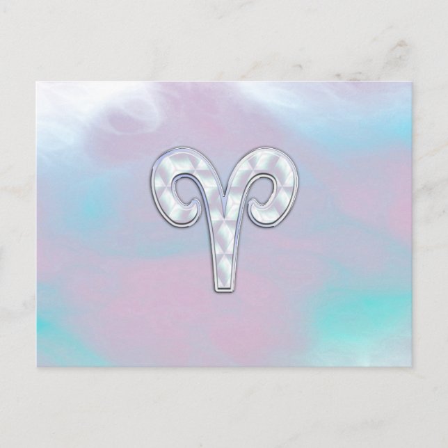 Moderne Mutter Perle Stil Aries Zodiac Symbol Postkarte (Vorderseite)