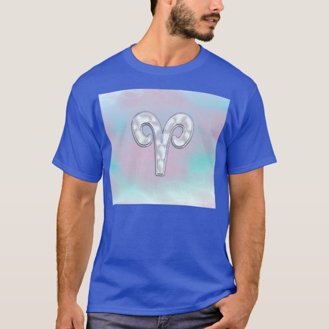Moderne Mutter Perle Stil Aries Zodiac Symbol T-Shirt (Vorderseite)