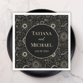 moderne mystische Hochzeit mit schwarzem Gold Serviette