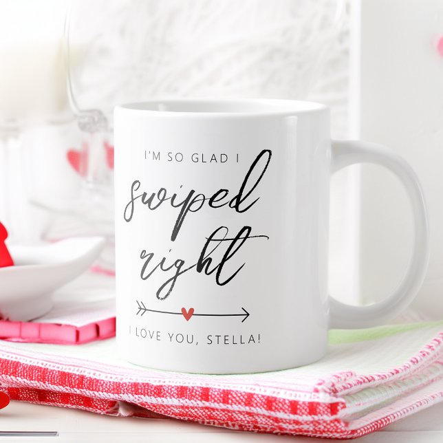 Moderne nach rechts gewischt Personalisierte Jumbo-Tasse (Modern Swiped Right Personalized Giant Coffee Mug)