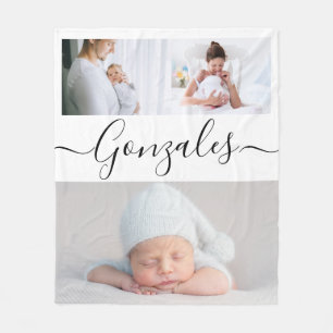 Moderne Nachname Skript Personalisierte Fotos Fleecedecke