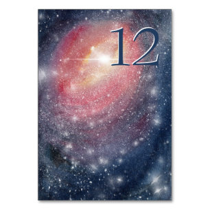 Moderne Nachtgalaxie Blau Lila Rot Tischnummer