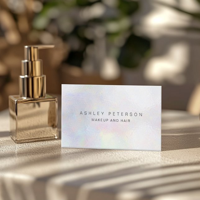 Moderne Nacre-Perlen-Iridescent holografisch Visitenkarte (Makeup modern nacre pearl iridescent holographic business card)