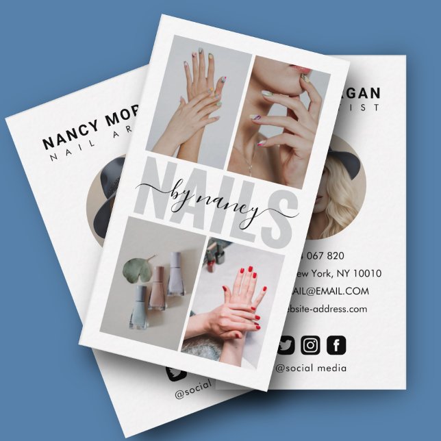 Moderne Nagelkunsttypografie FotoCollage Visitenkarte (Von Creator hochgeladen)
