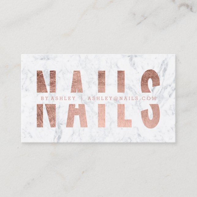 Moderne Nagelspitzen schneiden Rose-Goldmarmor Visitenkarte (Vorderseite)