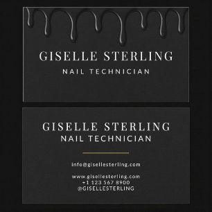Moderne Nageltechnikerin Schwarz Visitenkarte