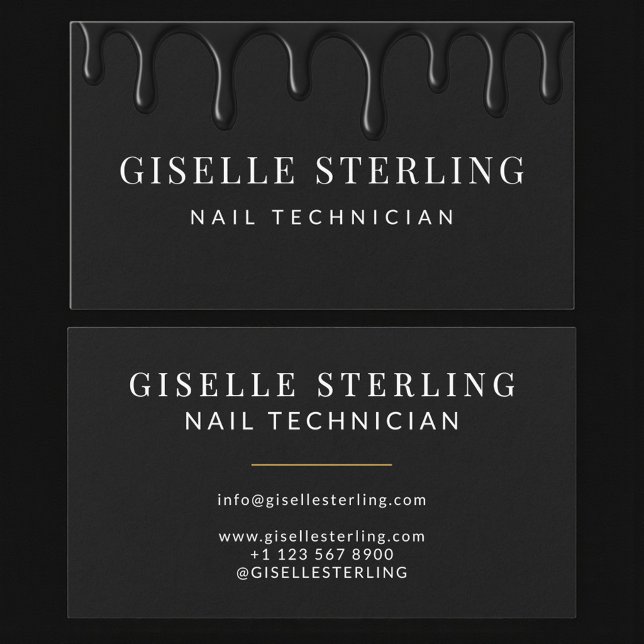 Moderne Nageltechnikerin Schwarz Visitenkarte (Von Creator hochgeladen)