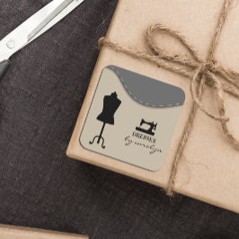 Moderne Nähmaschine Seamstress oder Schneider Quadratischer Aufkleber