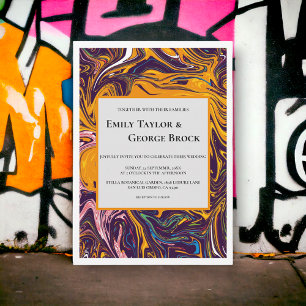 Moderne nahtlose Abstrakte Wavy Whimsical Wedding Einladung