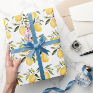 Moderne nahtlose Muster-Wasserfarbe Gelbe Zitrone Geschenkpapier