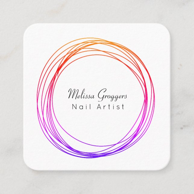 Moderne Nail Artist Imitate Gold Circulars Handgez Quadratische Visitenkarte (Vorderseite)