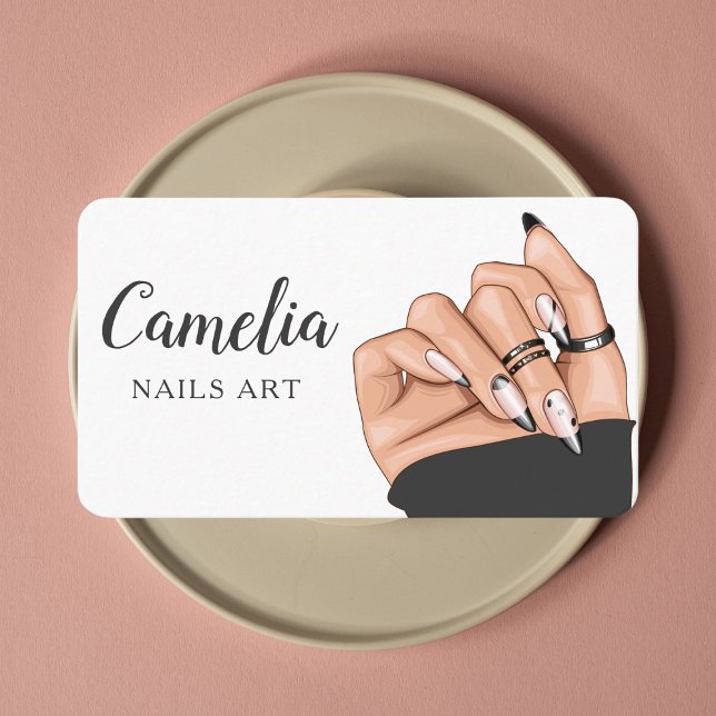 Moderne Nail Artist Salon Qr Code Business Card Visitenkarte (Von Creator hochgeladen)